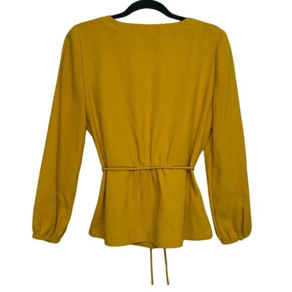 J.Crew Mustard Yellow Wrap Blouse Size 4 Long Sleeve Top Classic Chic - Picture 5 of 6